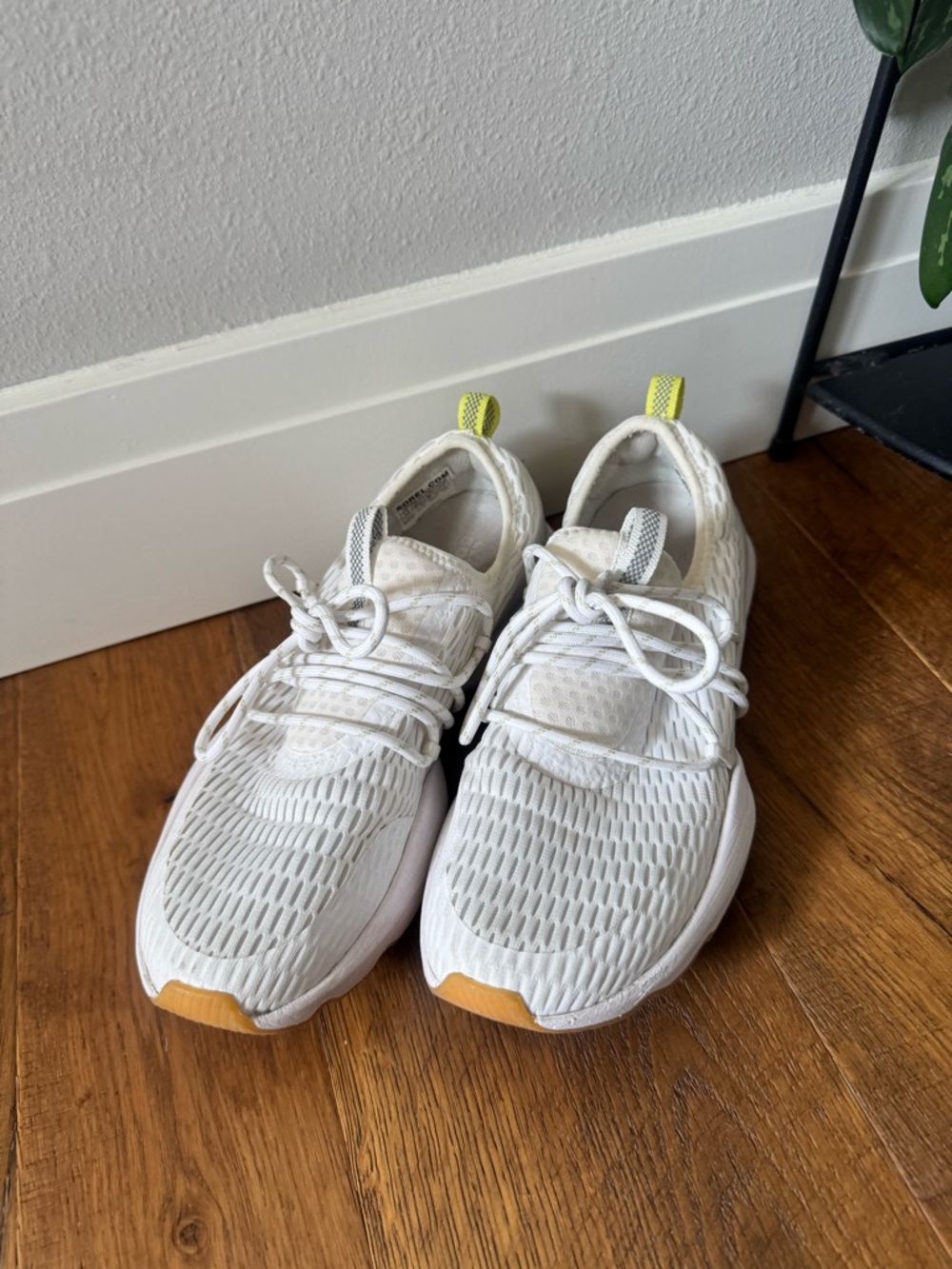 Sorel White Athletic Sneakers with Yellow and Tan Details